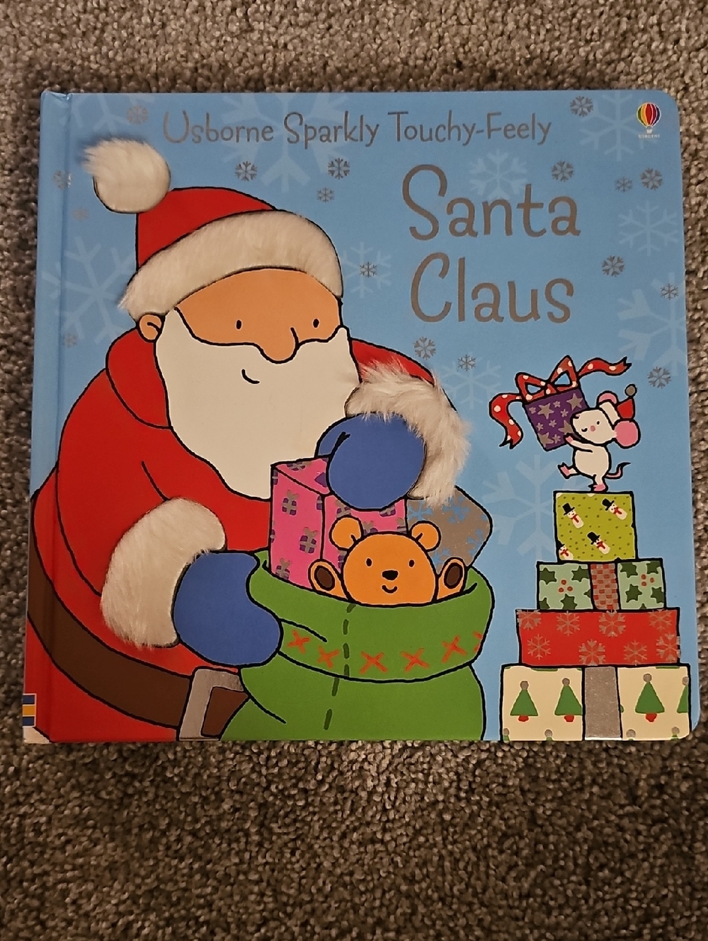 E4🔹️ Holiday Santa Claus Children's Touchy-Feely Board Book - Blue & Red